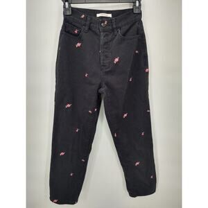 Pacsun Womens High Rise Straight Button Fly Embroidered Rise Size 23 Jeans